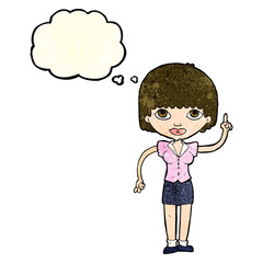 cartoon woman with idea with thought bubble