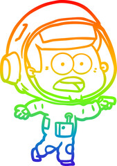 Fototapeta premium rainbow gradient line drawing cartoon surprised astronaut