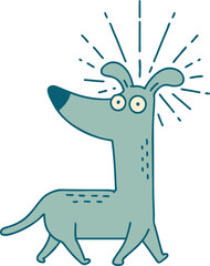 traditional tattoo style surprised dog