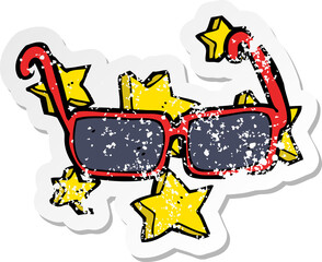 retro distressed sticker of a cartoon expensive sunglasses