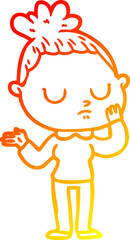 Fototapeta premium warm gradient line drawing cartoon calm woman