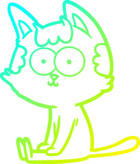 cold gradient line drawing happy cartoon cat