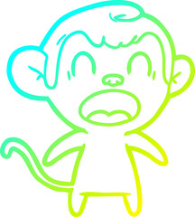 cold gradient line drawing shouting cartoon monkey