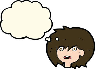 cartoon shocked expression  with thought bubble