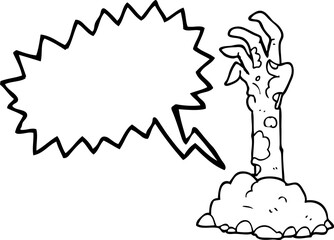 speech bubble cartoon zombie hand rising from ground