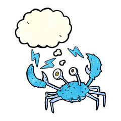 cartoon crab with thought bubble