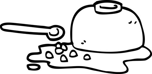 line drawing cartoon spilt cereal bowl