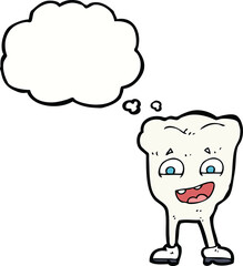 Fototapeta premium cartoon happy tooth with thought bubble