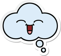 sticker of a cute cartoon thought bubble