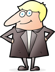 cartoon happy man in suit