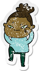 distressed sticker of a cartoon woman