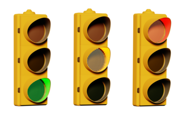 Traffic light isolated on transparent background. 3D Render