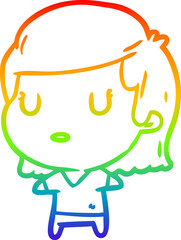 rainbow gradient line drawing woman