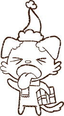 Christmas Dog Charcoal Drawing