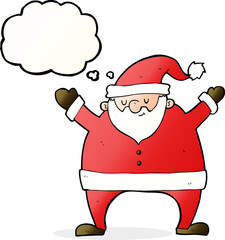 cartoon santa claus with thought bubble