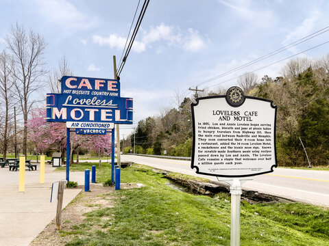 Nashville, TN, USA - March 14, 2023: The Loveless Caf&eacute; is a local Southern caf&eacute; that's been open since 1951 and has become a historical landmark.