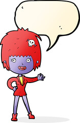 cartoon vampire girl with speech bubble