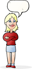 cartoon proud woman with speech bubble