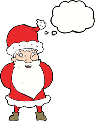 cartoon santa claus with thought bubble