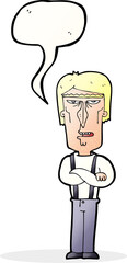 cartoon angry man with speech bubble