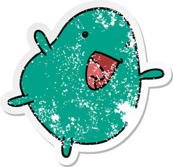distressed sticker cartoon kawaii cute happy bean