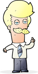 cartoon mna with mustache explaining