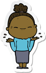 sticker of a cartoon peaceful old woman