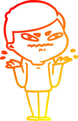 warm gradient line drawing cartoon exasperated man