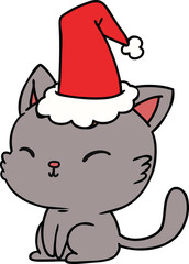 christmas cartoon of kawaii cat