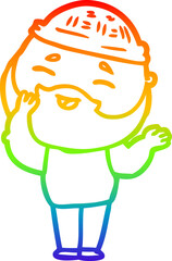 rainbow gradient line drawing cartoon happy bearded man