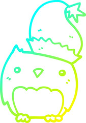 cold gradient line drawing cute christmas owl
