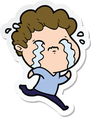 sticker of a cartoon man crying