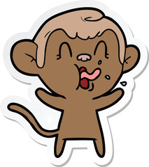 sticker of a crazy cartoon monkey