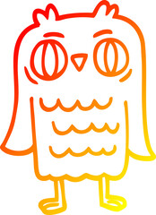 warm gradient line drawing cartoon owl
