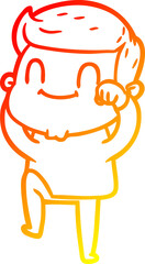 warm gradient line drawing cartoon friendly man