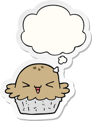 cute cartoon pie and thought bubble as a printed sticker
