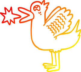 warm gradient line drawing cartoon quacking duck