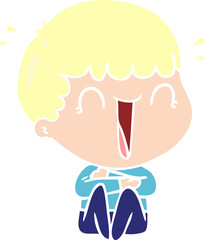 laughing flat color style cartoon man