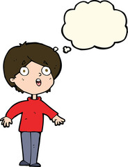 cartoon surprised man with thought bubble