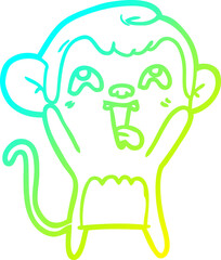 cold gradient line drawing crazy cartoon monkey