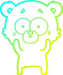 cold gradient line drawing surprised polar bear cartoon
