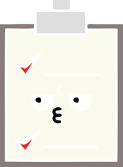 flat color retro cartoon check list