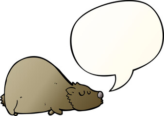 cartoon bear and speech bubble in smooth gradient style