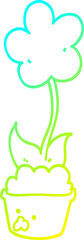 cold gradient line drawing cute cartoon flower