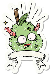 grunge sticker of tattoo style rotten pear