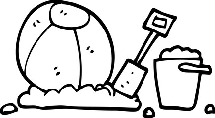 black and white cartoon beach objects