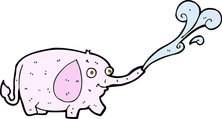 cartoon funny little elephant squirting water