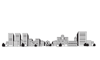 Fototapeta premium シンプルな街並みのイラスト 