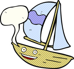 comic book speech bubble cartoon sail ship