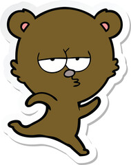 sticker of a running bear cartoon